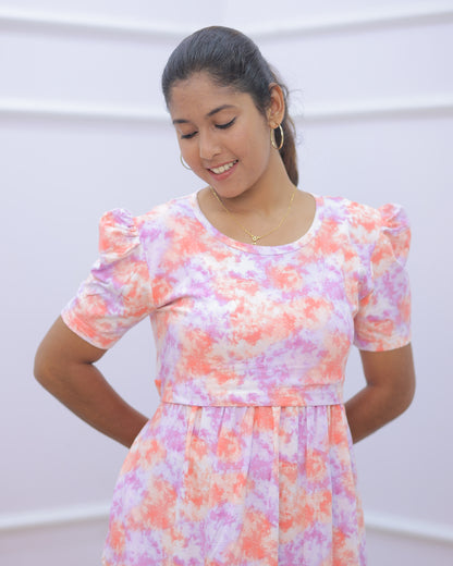 Padma | Zipless Maternity Dress - Puff Sleeves | Full Length