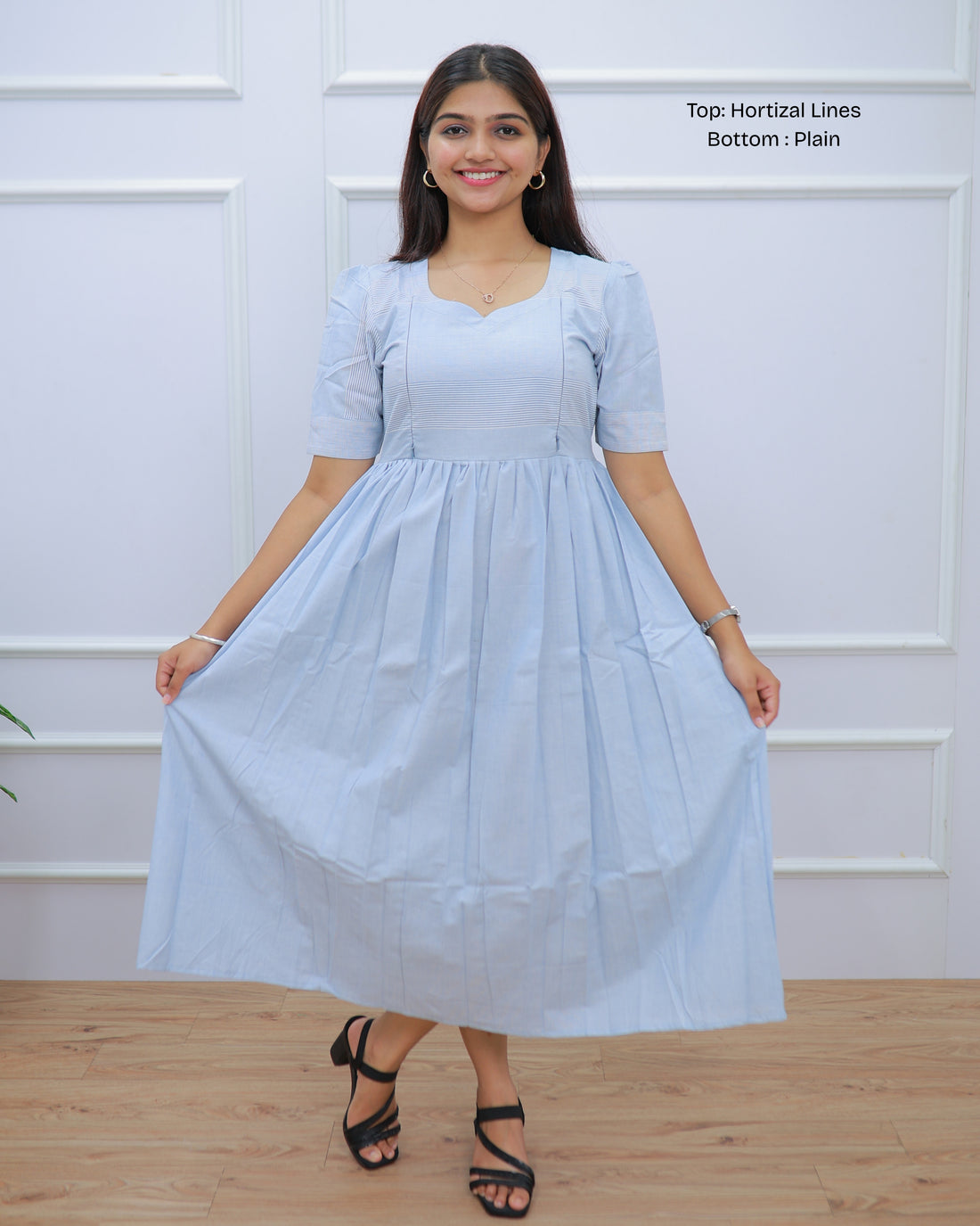 Blue Linen | Maternity Maxi [Double Side Zips]