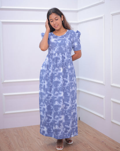 Tiya | Casual Non-Maternity Loungewear - Puff Sleeve | Full Length