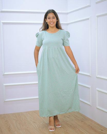 Ruhi | Casual Non-Maternity Loungewear - Puff Sleeve | Full Length