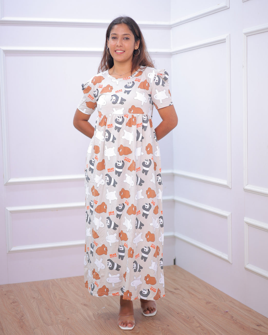 Cute Bear | Casual Non-Maternity Loungewear - Puff Sleeve | Full Length