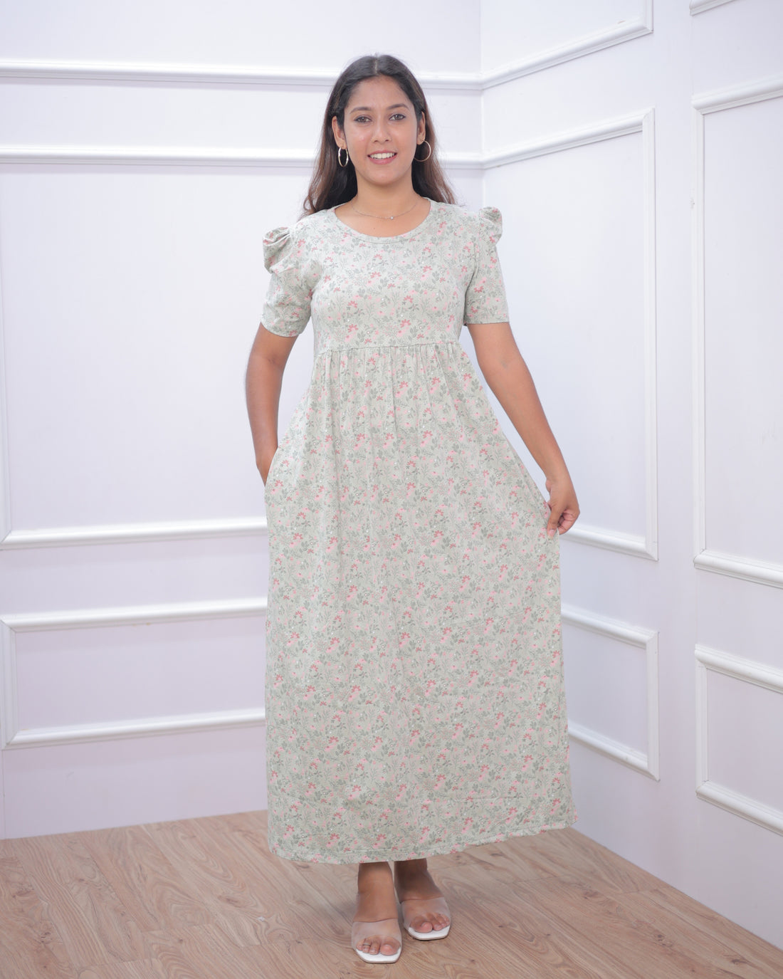 Bharati | Casual Non-Maternity Loungewear - Puff Sleeve | Full Length