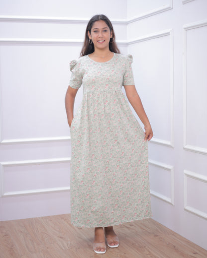 Bharati | Casual Non-Maternity Loungewear - Puff Sleeve | Full Length