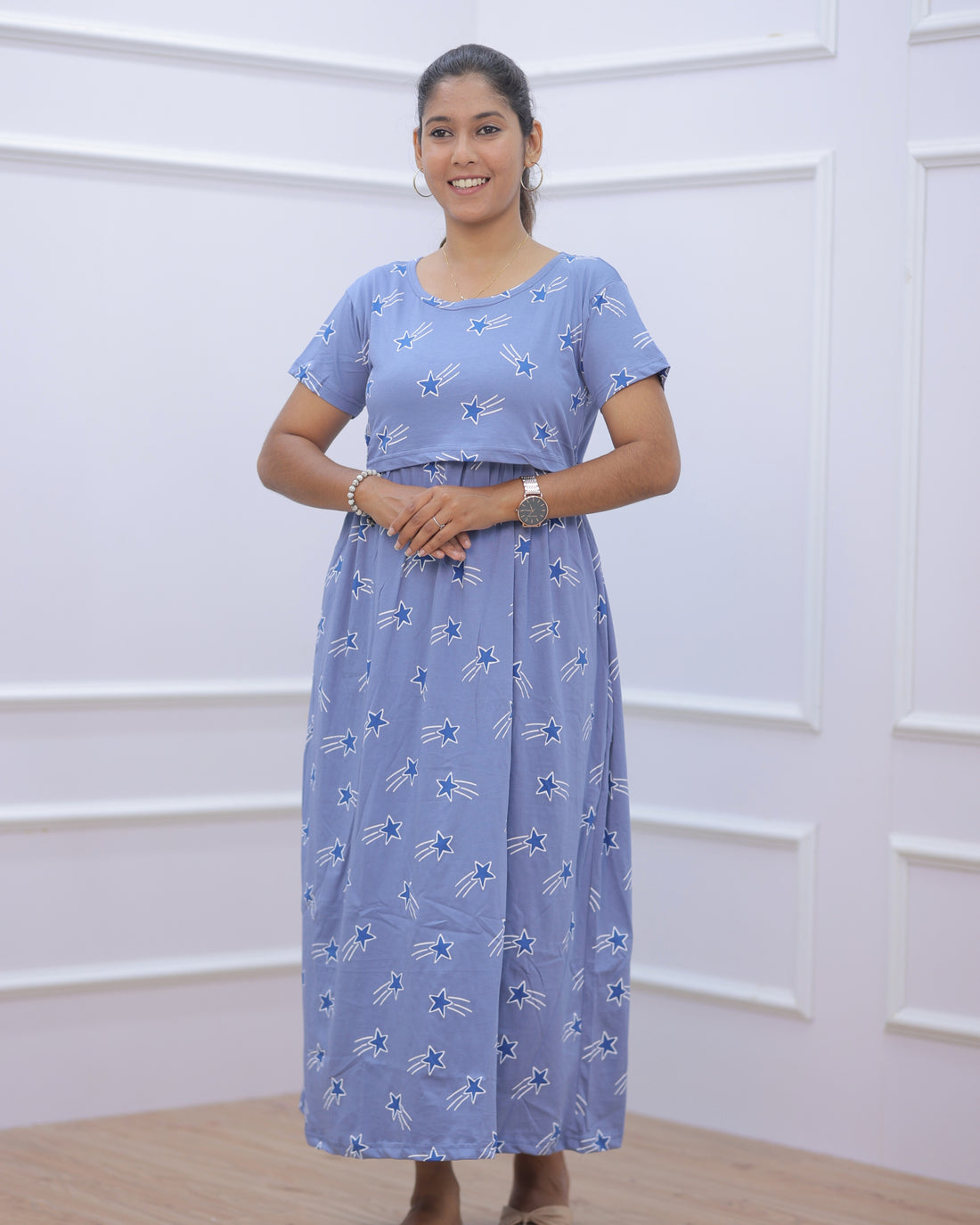 Ananya | Zipless Maternity Dress - Normal Sleeves | Full Length