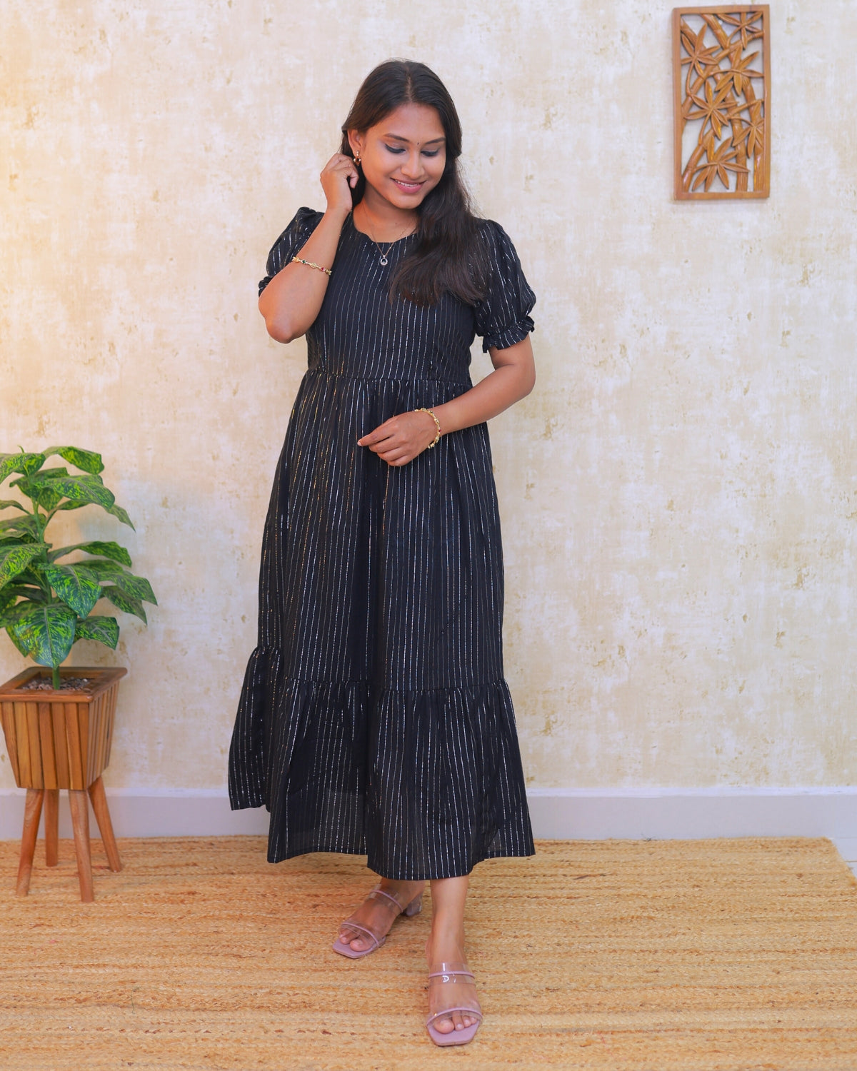 Black Silver Line | Non-Maternity Kurti [cotton]