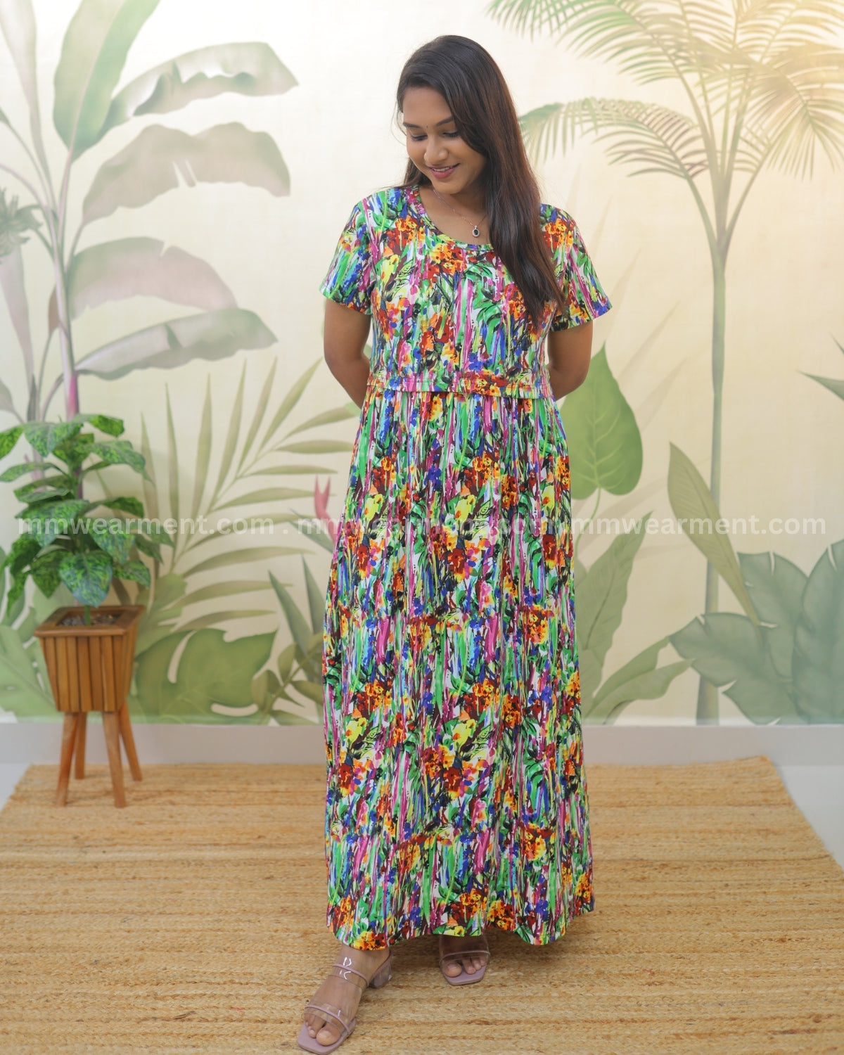 Kashvi | Zipless Maternity Dress - Normal Sleeves | Full Length Maxi