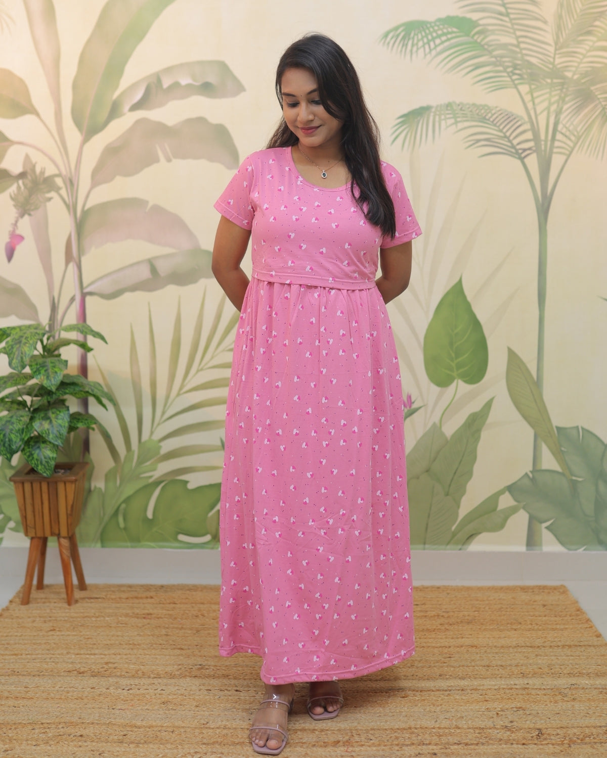 Preeti V1 | Zipless Maternity Dress - Normal Sleeves | Full Length Maxi