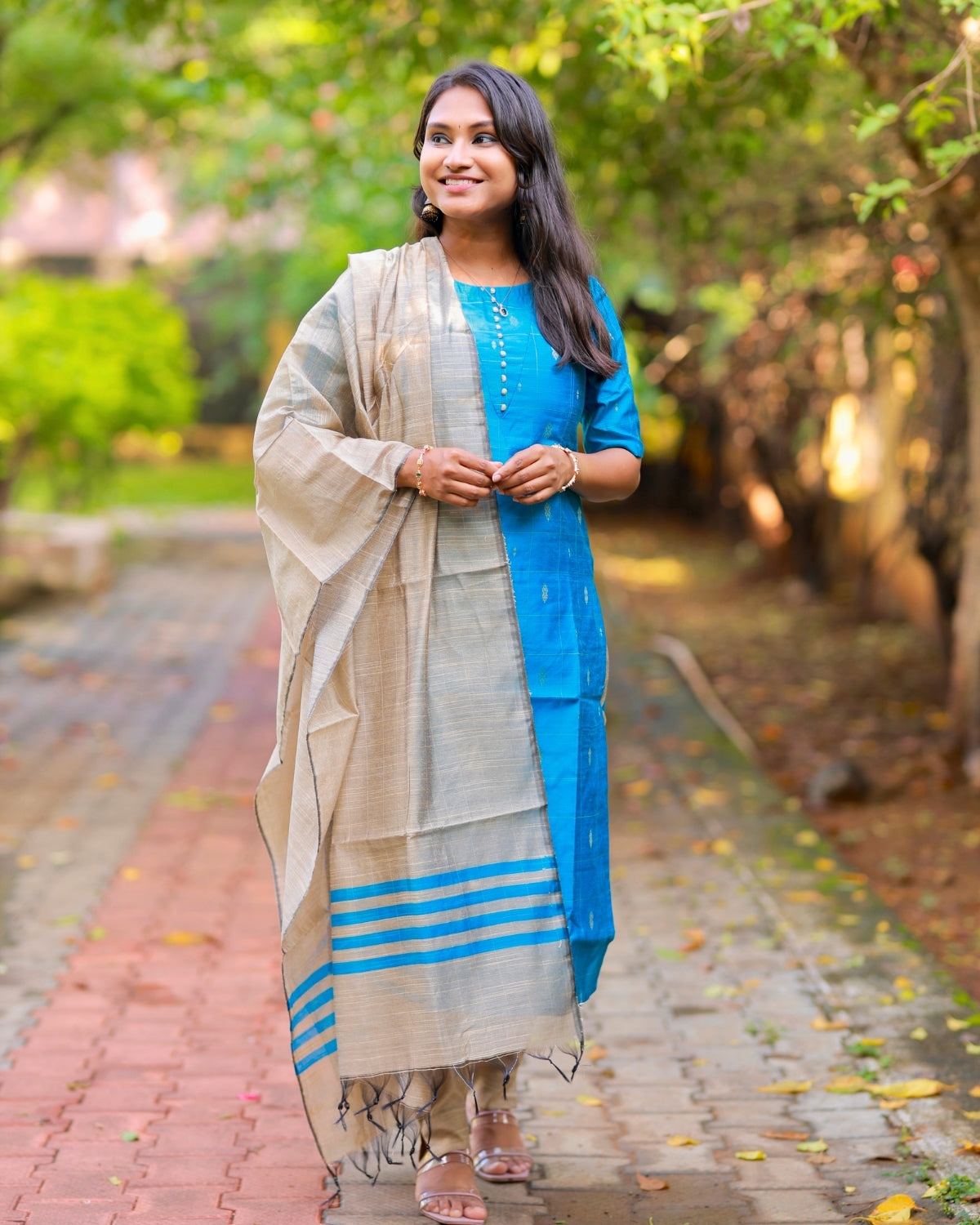 Deep Sky Blue | Maternity Kurta Set with Lining [Raw Silk]