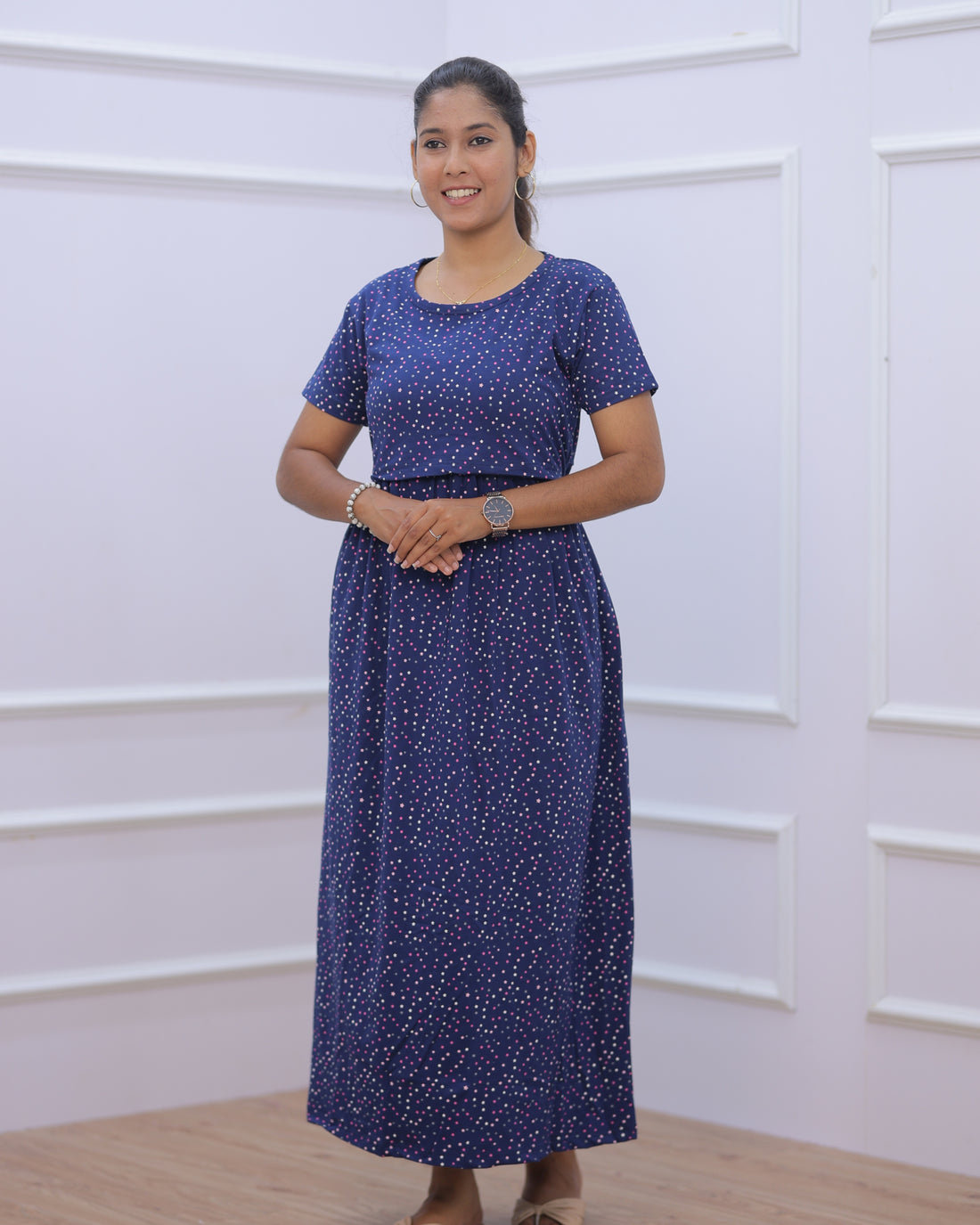 Rithika | Zipless Maternity Dress - Normal Sleeves | Full Length