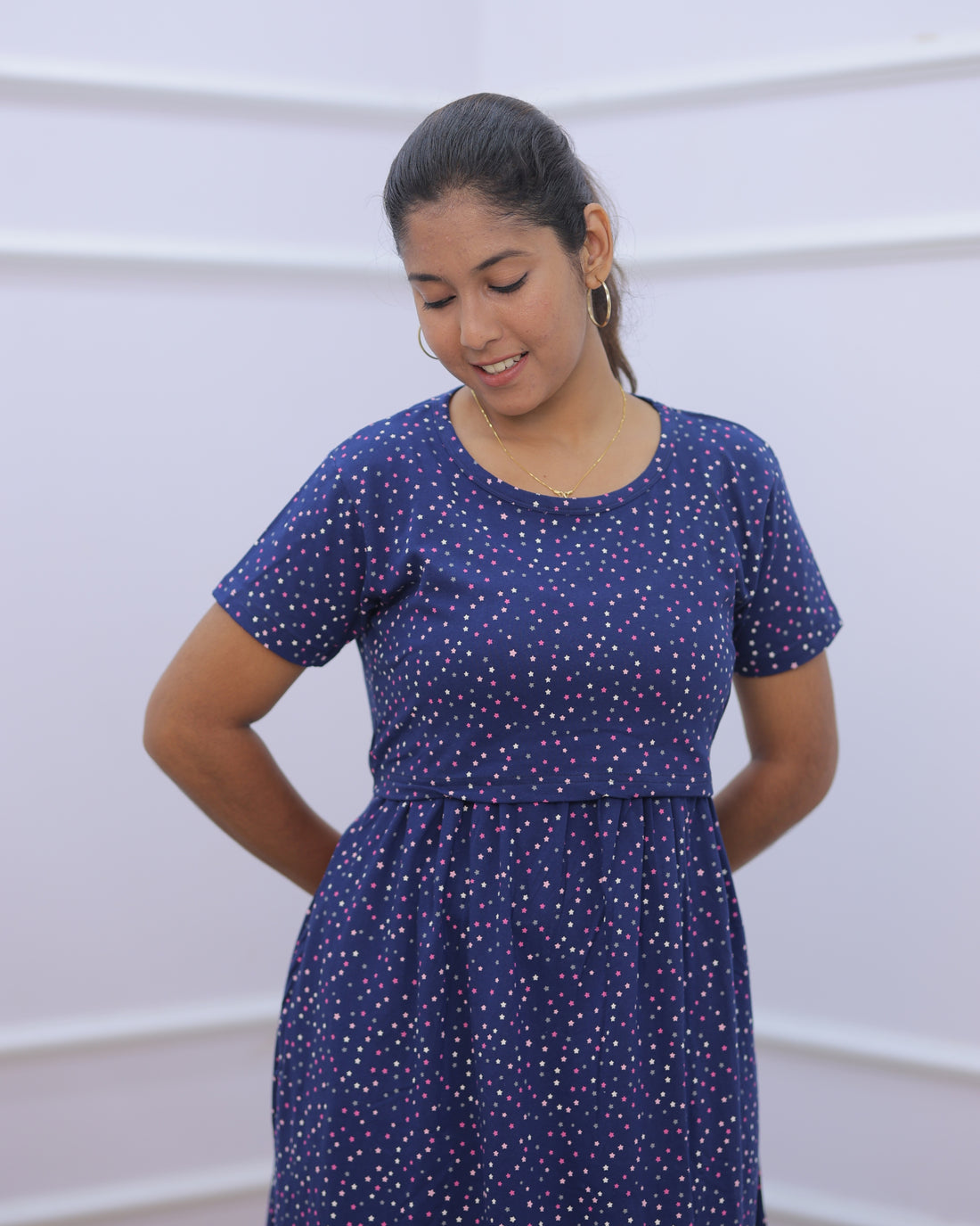 Rithika | Zipless Maternity Dress - Normal Sleeves | Full Length