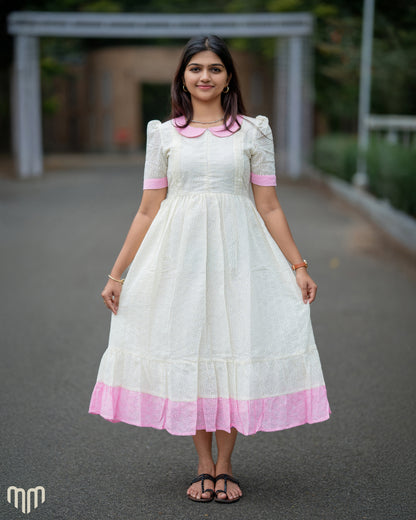 Creamy Hakoba  | Maternity Maxi with Full Lining [Center Zip] DISPATCH DATE_SEP 16