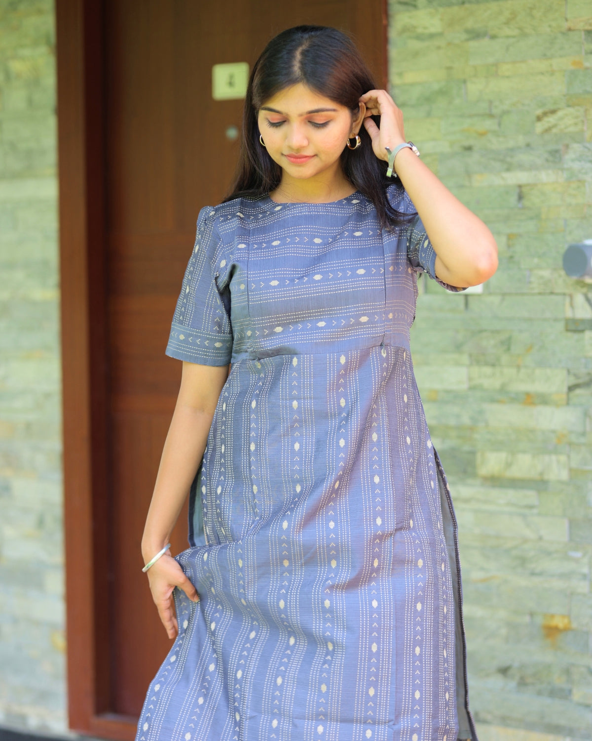 Grey_vilva | Maternity Kurti with Lining [TOP ONLY]
