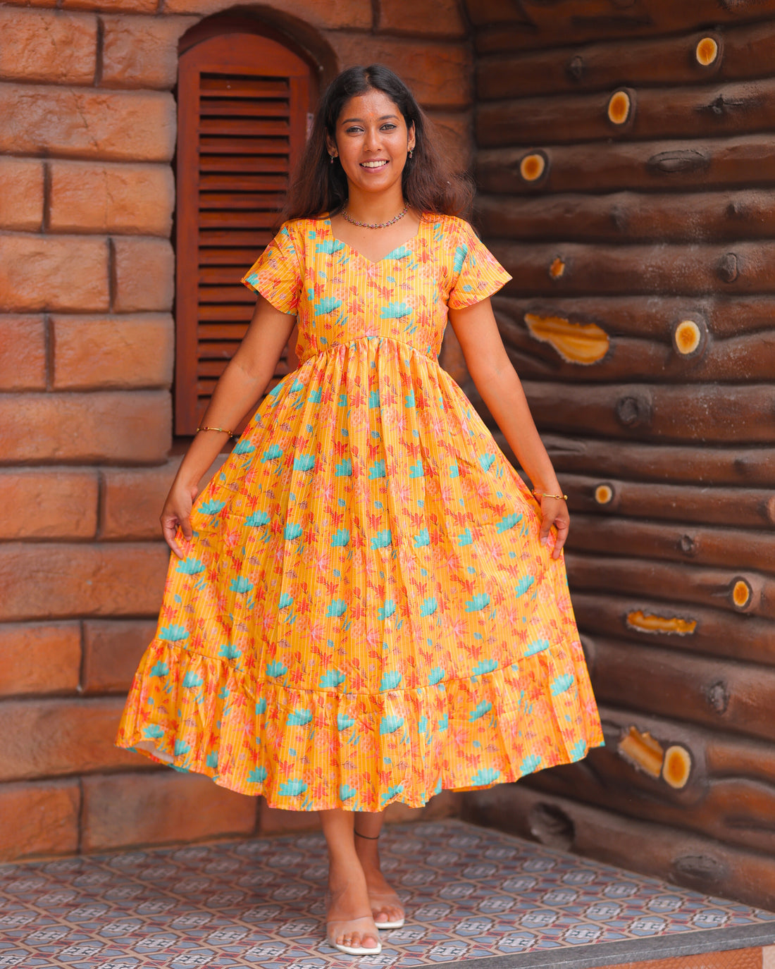 Madhu | Maternity Maxi with Top Lining [Double Side Zips]