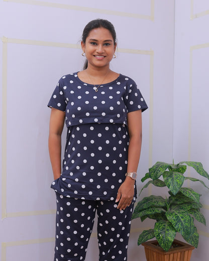 Navy Balls | Zipless Feeding Pant Set