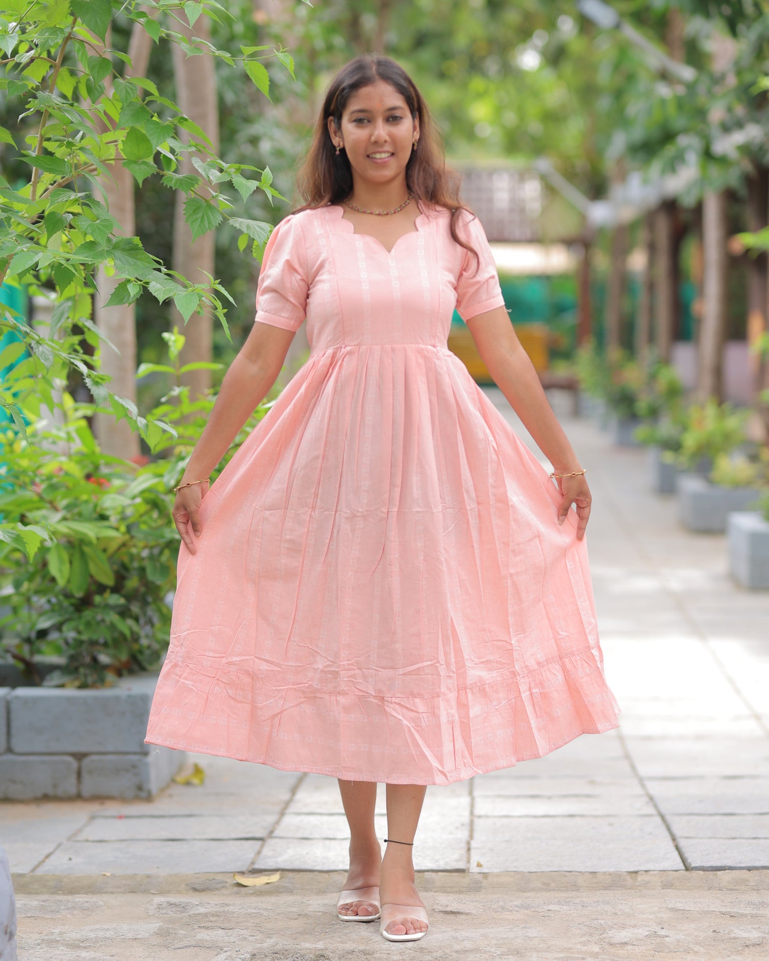 Raaga_Peach | Maternity Maxi with Top Lining [Double Side Zips]