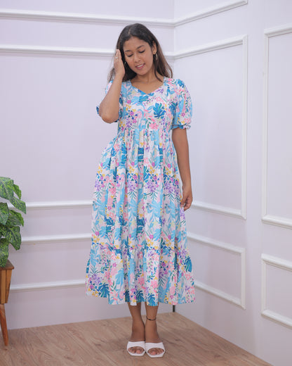 Floral | Maternity Maxi [Double Side Zips]