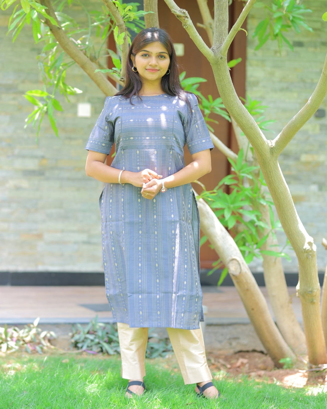 Grey_vilva | Maternity Kurti with Lining [TOP ONLY]
