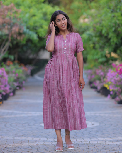 Ziva_V3 Maternity Maxi with Top Lining [Double Side Zips]