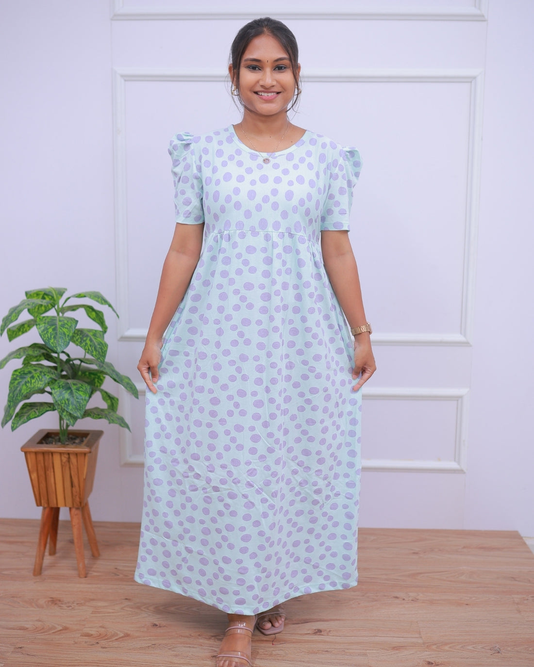Aisha | Casual Non-Maternity Loungewear - Puff Sleeve | Full Length