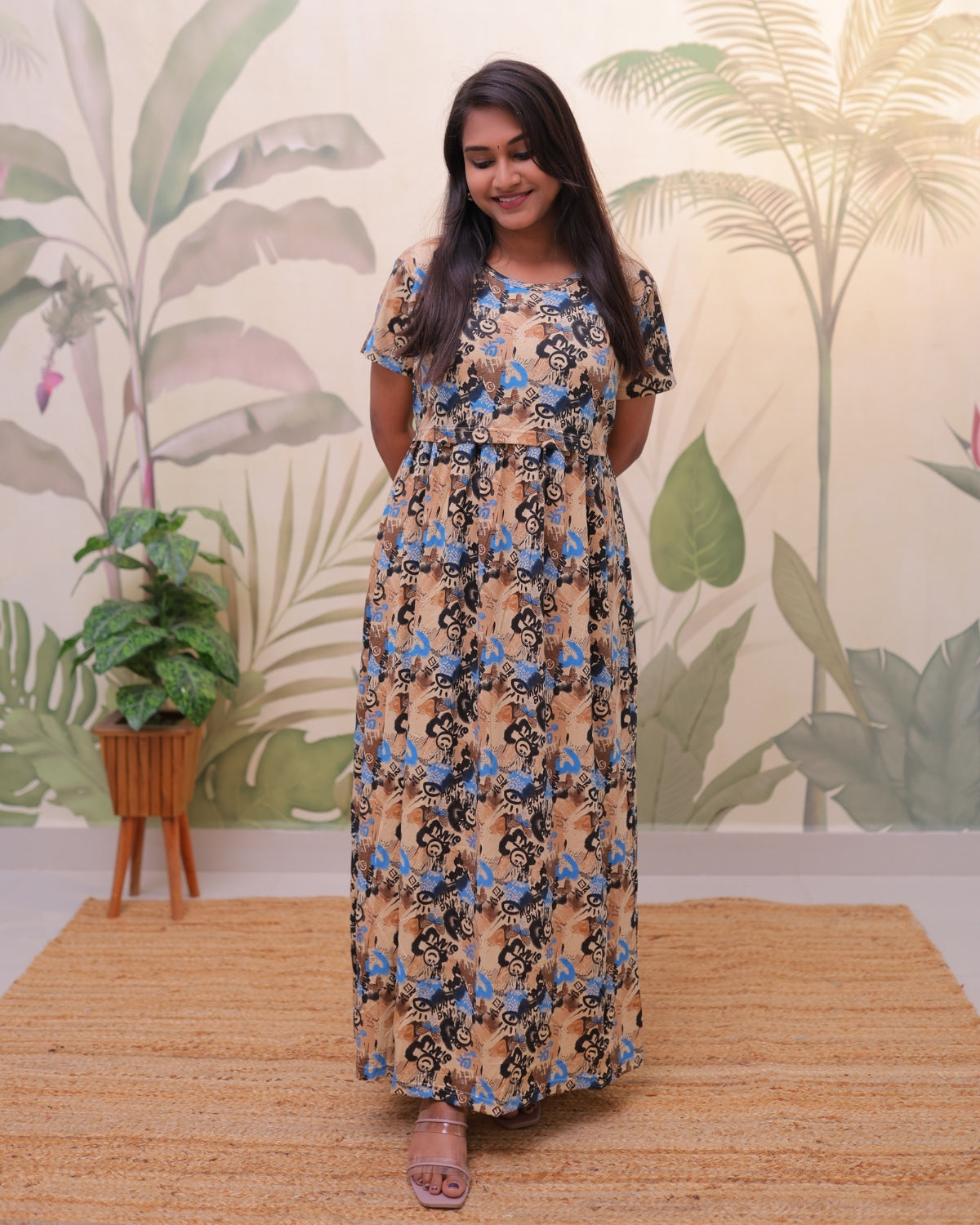 Smile | Zipless Maternity Dress - Normal Sleeves | Full Length Maxi