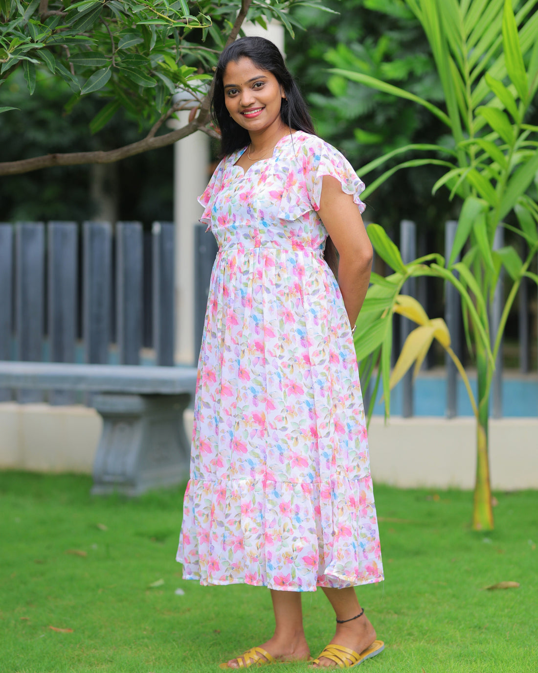 Yazhini | Maternity Maxi with Full Lining [Double Side Zips]