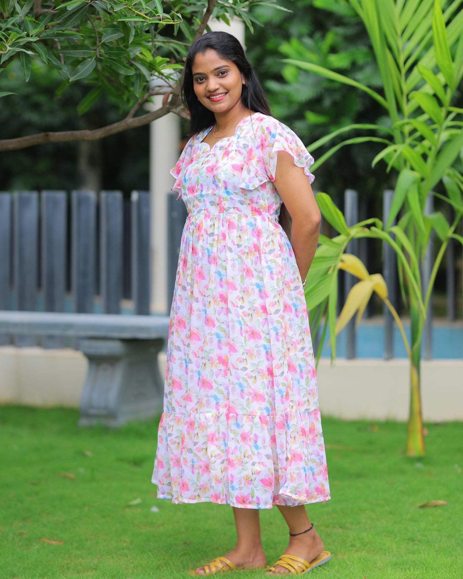 Yazhini | Maternity Maxi with Full Lining [Double Side Zips]