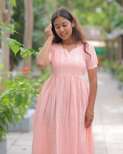 Raaga_Peach | Maternity Maxi with Top Lining [Double Side Zips]