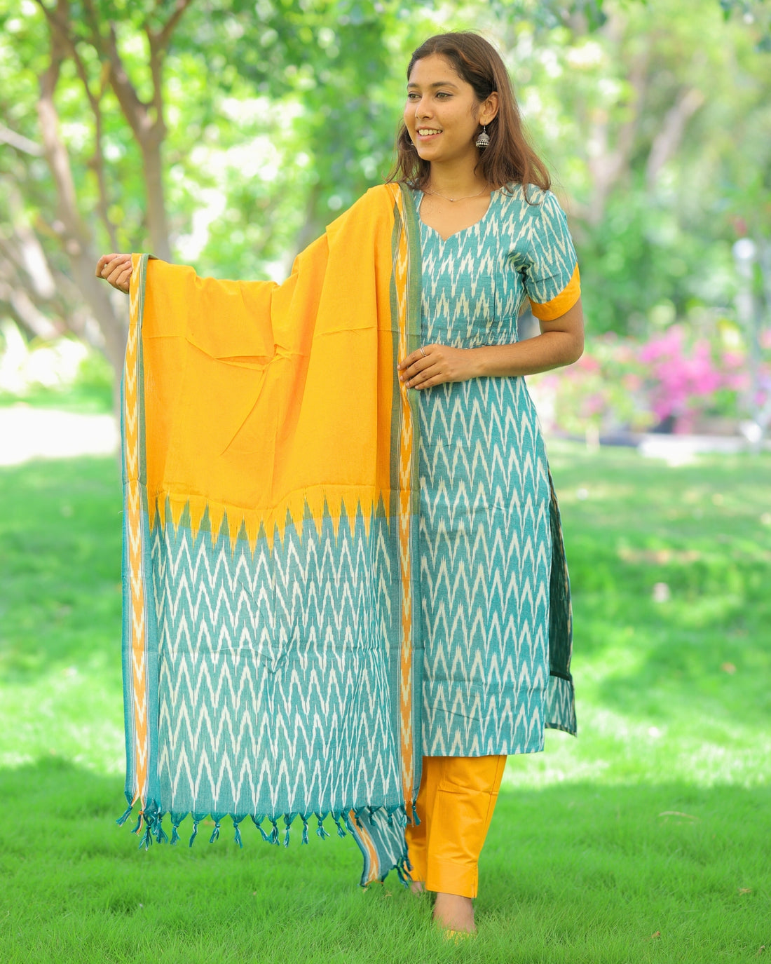 GY-Ikkat | Maternity Kurti with Lining [TOP + PANT + DUPATTA]