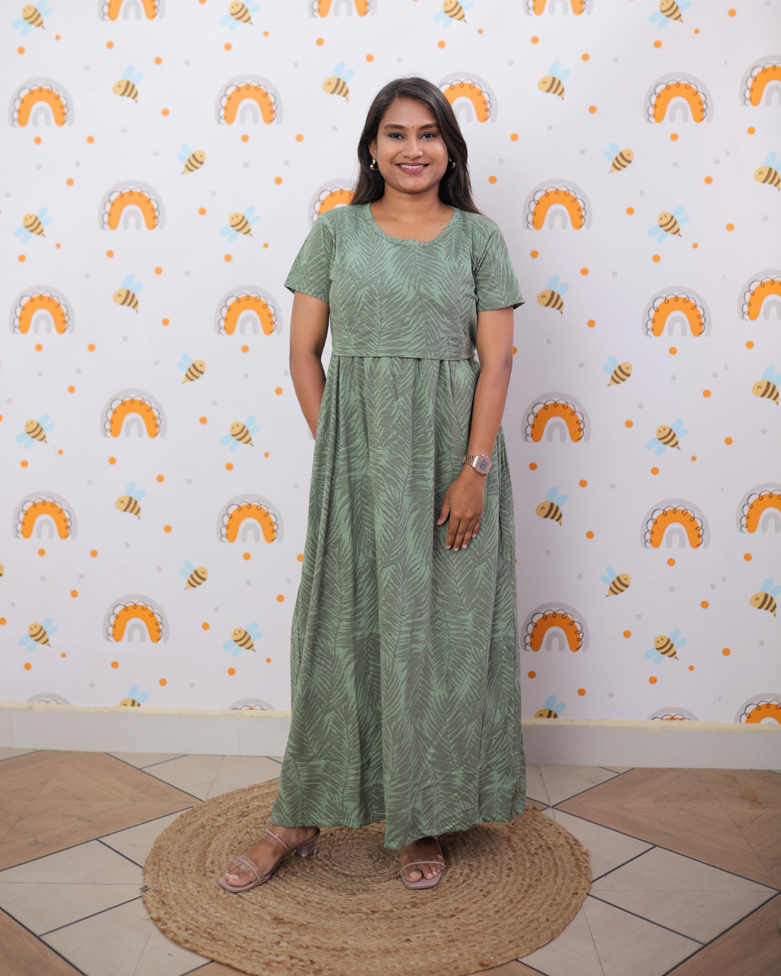 Tarini | Zipless Maternity Dress - Normal Sleeves | Full Length Maxi