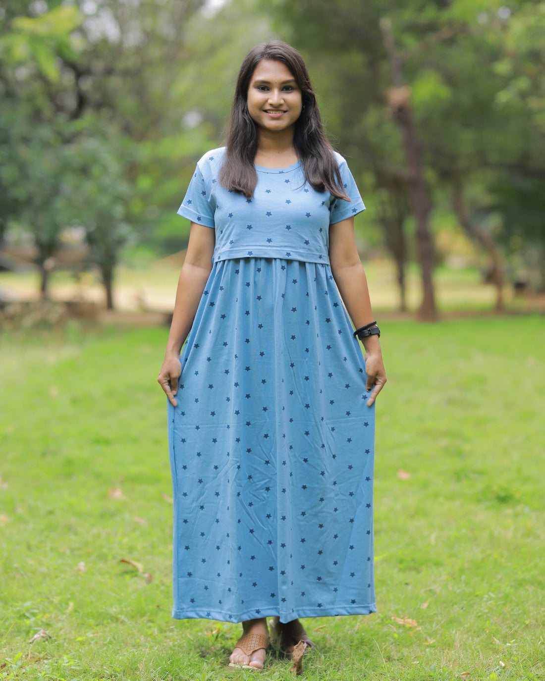 Cloudy | Zipless Maternity Dress - Normal Sleeves | Full Length Maxi