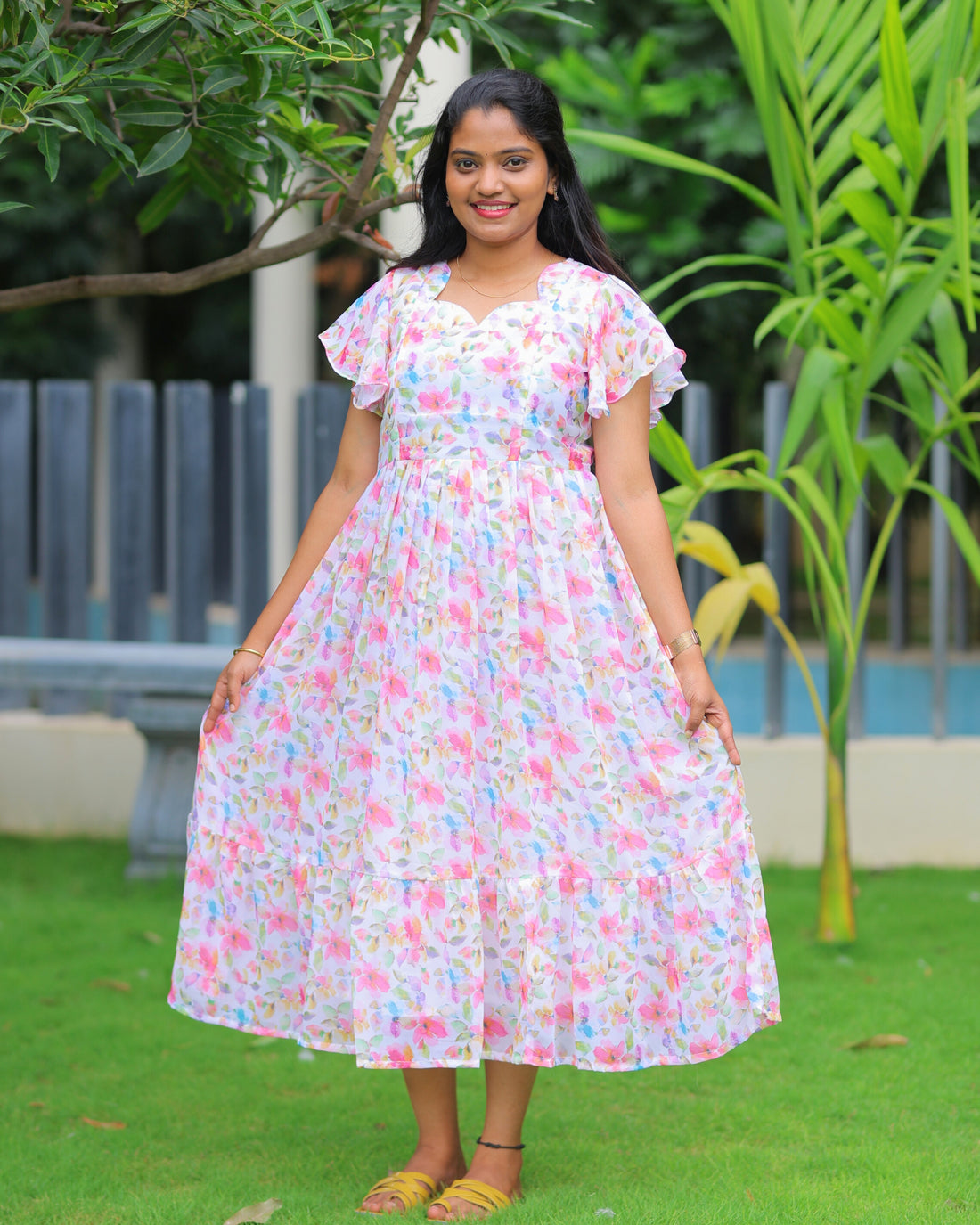 Yazhini | Maternity Maxi with Full Lining [Double Side Zips]