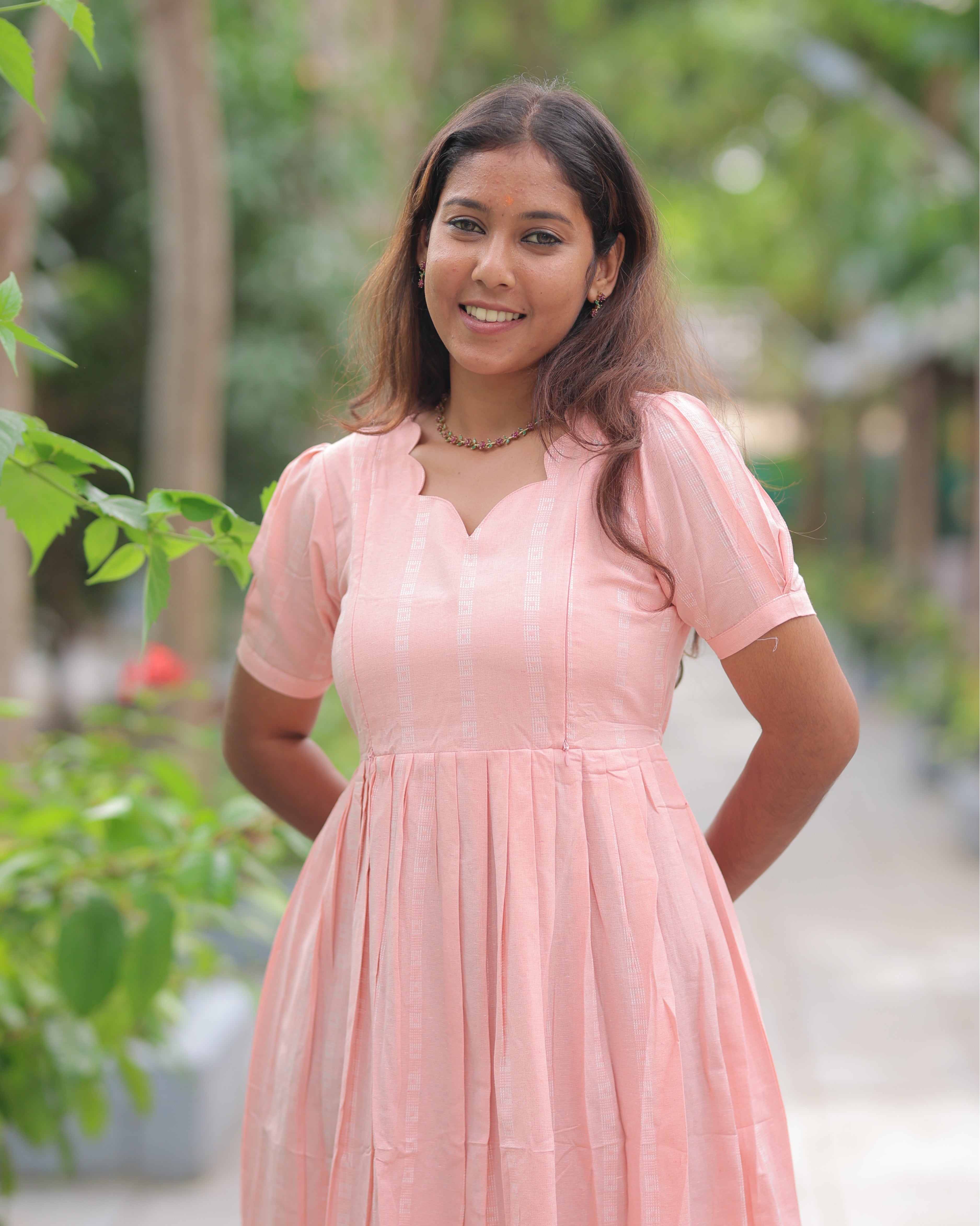 Raaga_Peach | Maternity Maxi with Top Lining [Double Side Zips]