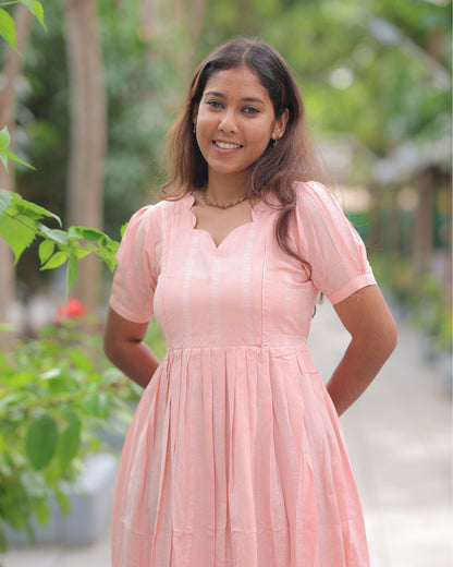 Raaga_Peach | Maternity Maxi with Top Lining [Double Side Zips]