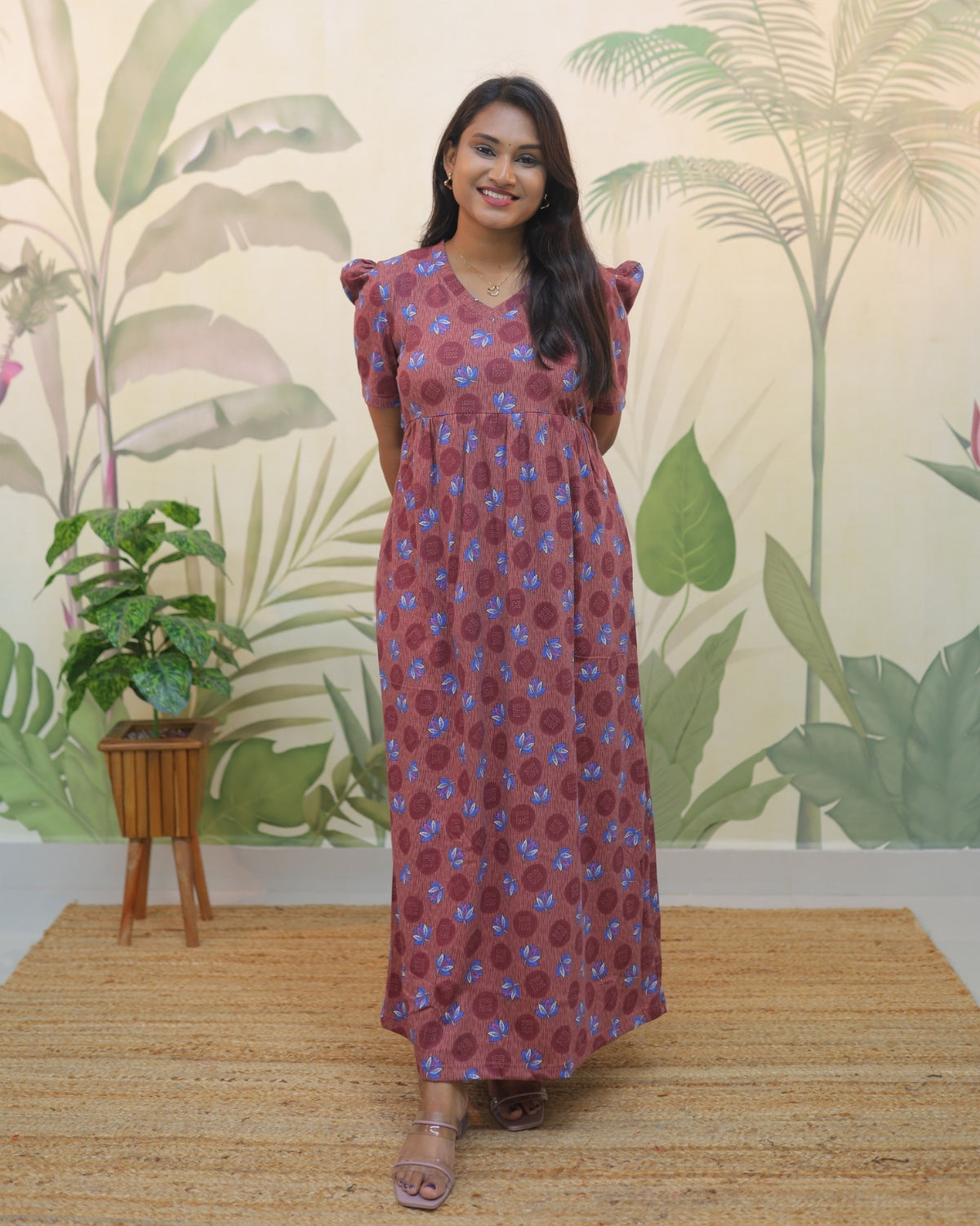 Pallavi | Casual Non-Maternity Loungewear - Puff Sleeve | Full Length