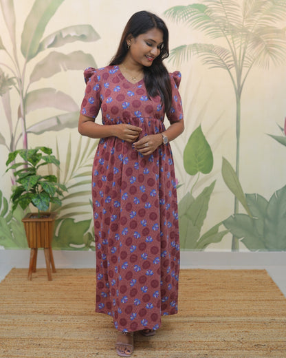 Pallavi | Casual Non-Maternity Loungewear - Puff Sleeve | Full Length