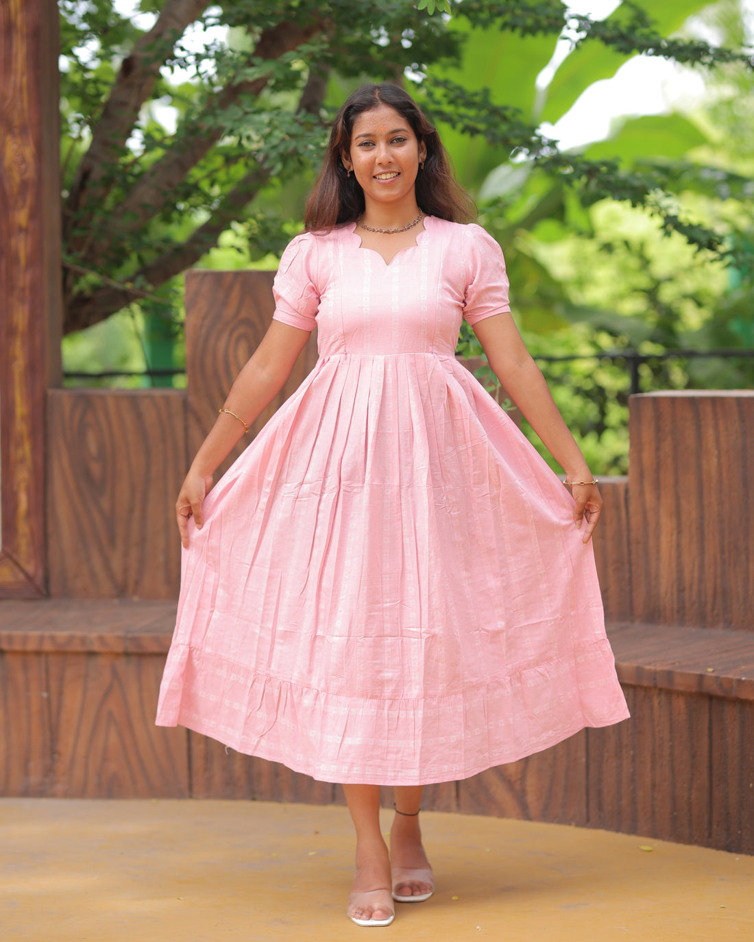 Raaga_Pink | Maternity Maxi with Top Lining [Double Side Zips]