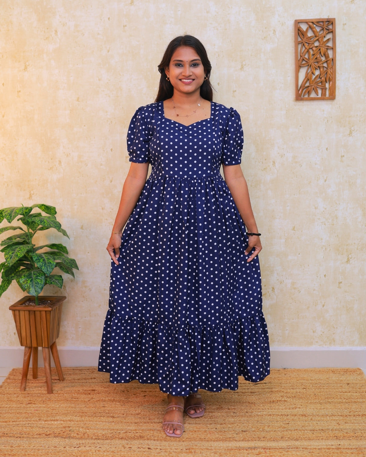 Navy Polka | Maternity Kurti with Lining - RESTOCKED