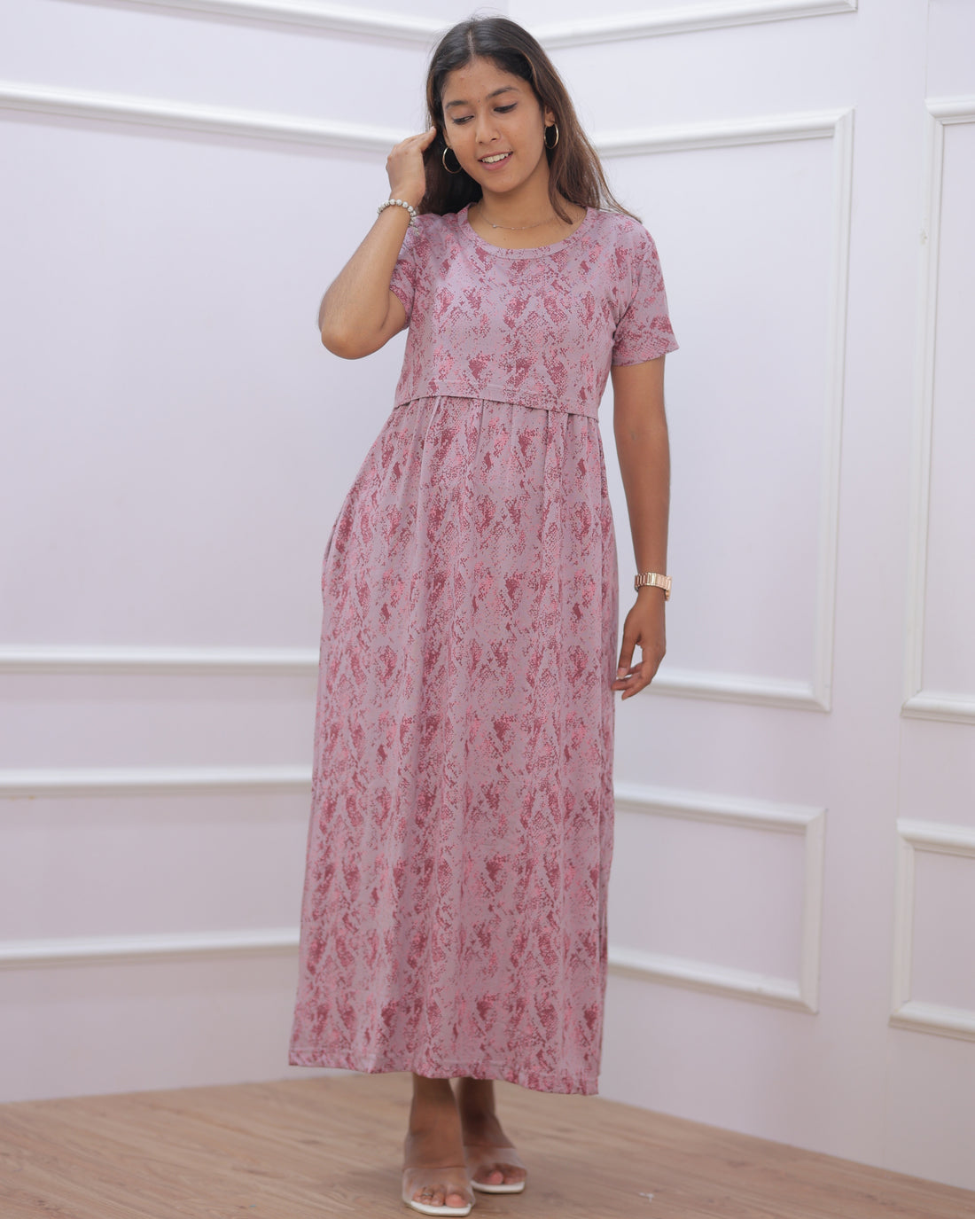 Parisha | Zipless Maternity Dress - Normal Sleeves | Full Length