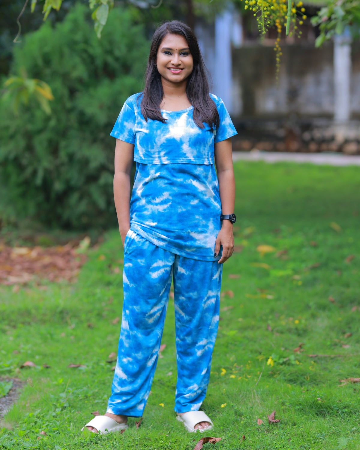 Blue T&amp;D | Zipless Feeding Pant Set