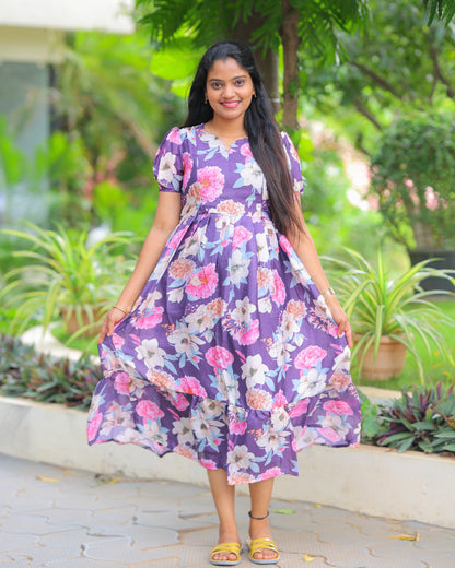 Kuzhali | Maternity Maxi with Top Lining [Double Side Zips]