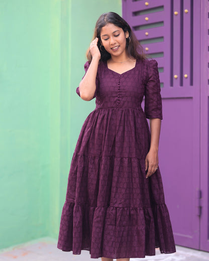 Wine Hakoba  | Maternity Maxi with Full Lining [Double Side Zip] - DISPATCH DATE 30-08-2025