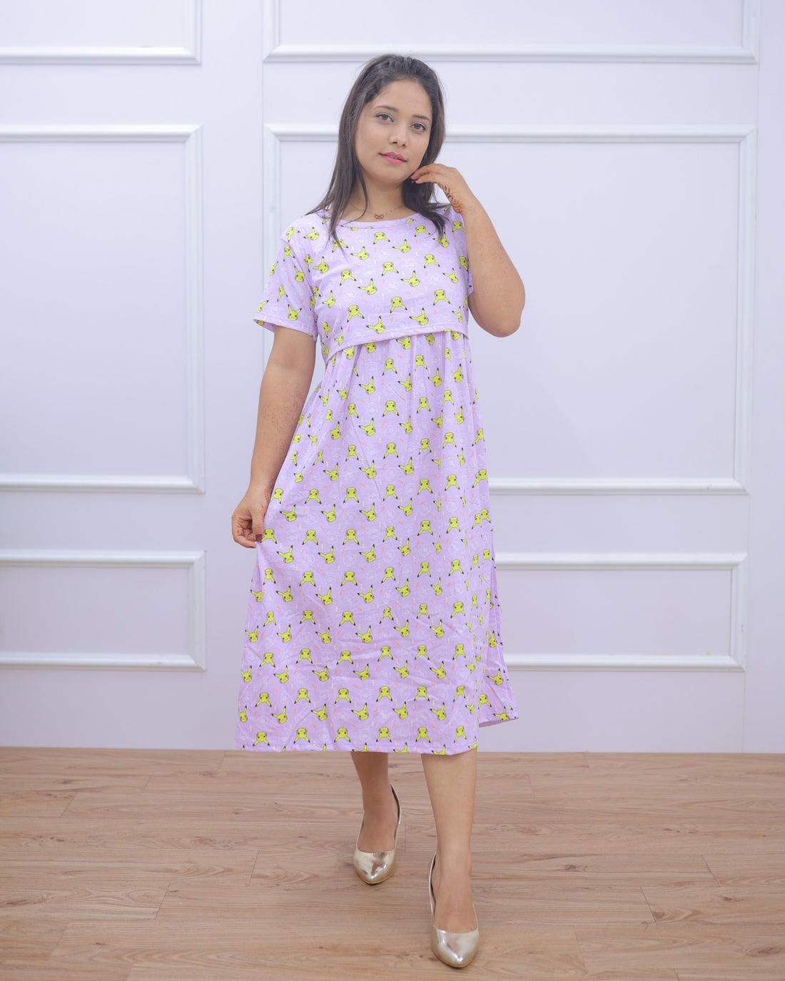 Pokeman | Zipless Maternity Dress - Normal Sleeves | Calf Length