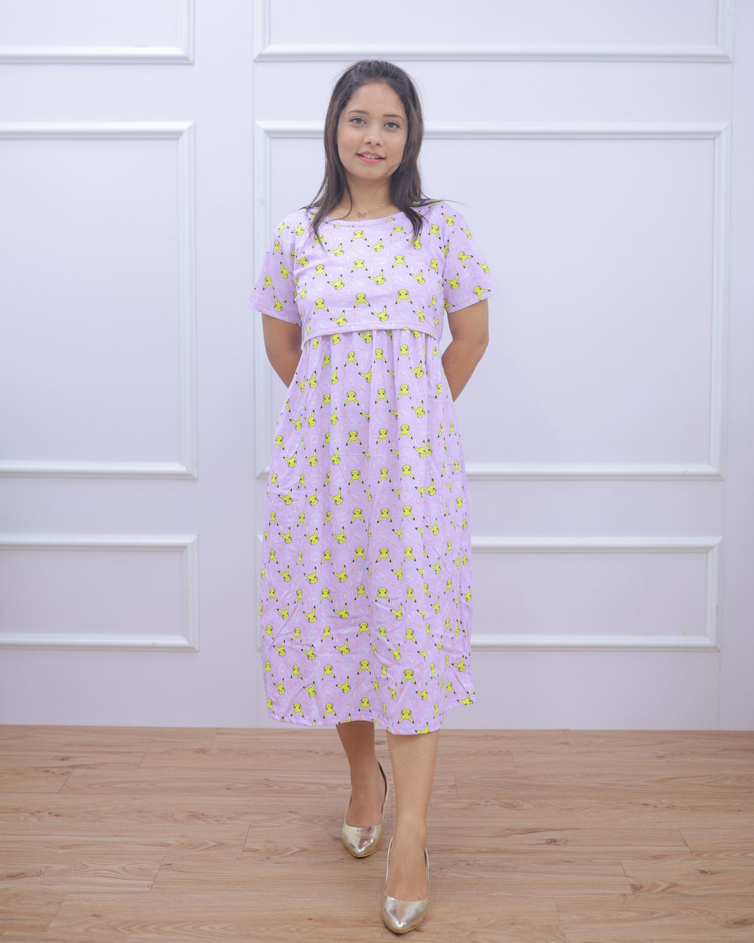 Pokeman | Zipless Maternity Dress - Normal Sleeves | Calf Length