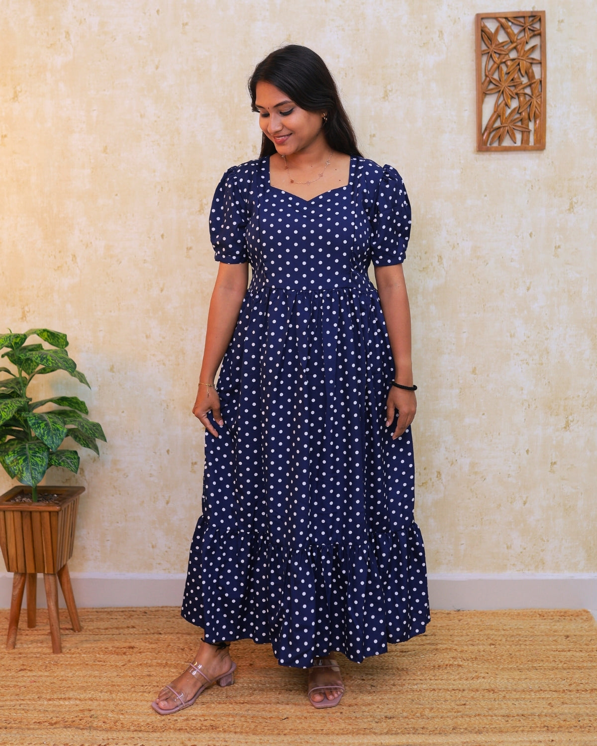 Navy Polka | Maternity Kurti with Lining - RESTOCKED