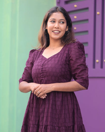 Wine Hakoba  | Maternity Maxi with Full Lining [Double Side Zip] - DISPATCH DATE 30-08-2025