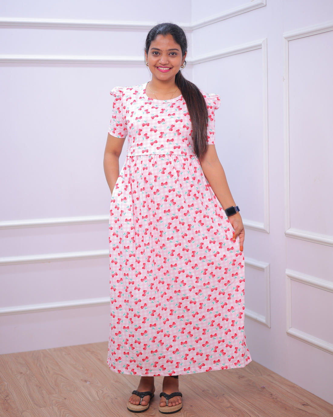 Zara | Zipless Maternity Dress - Puff Sleeves | Full Length