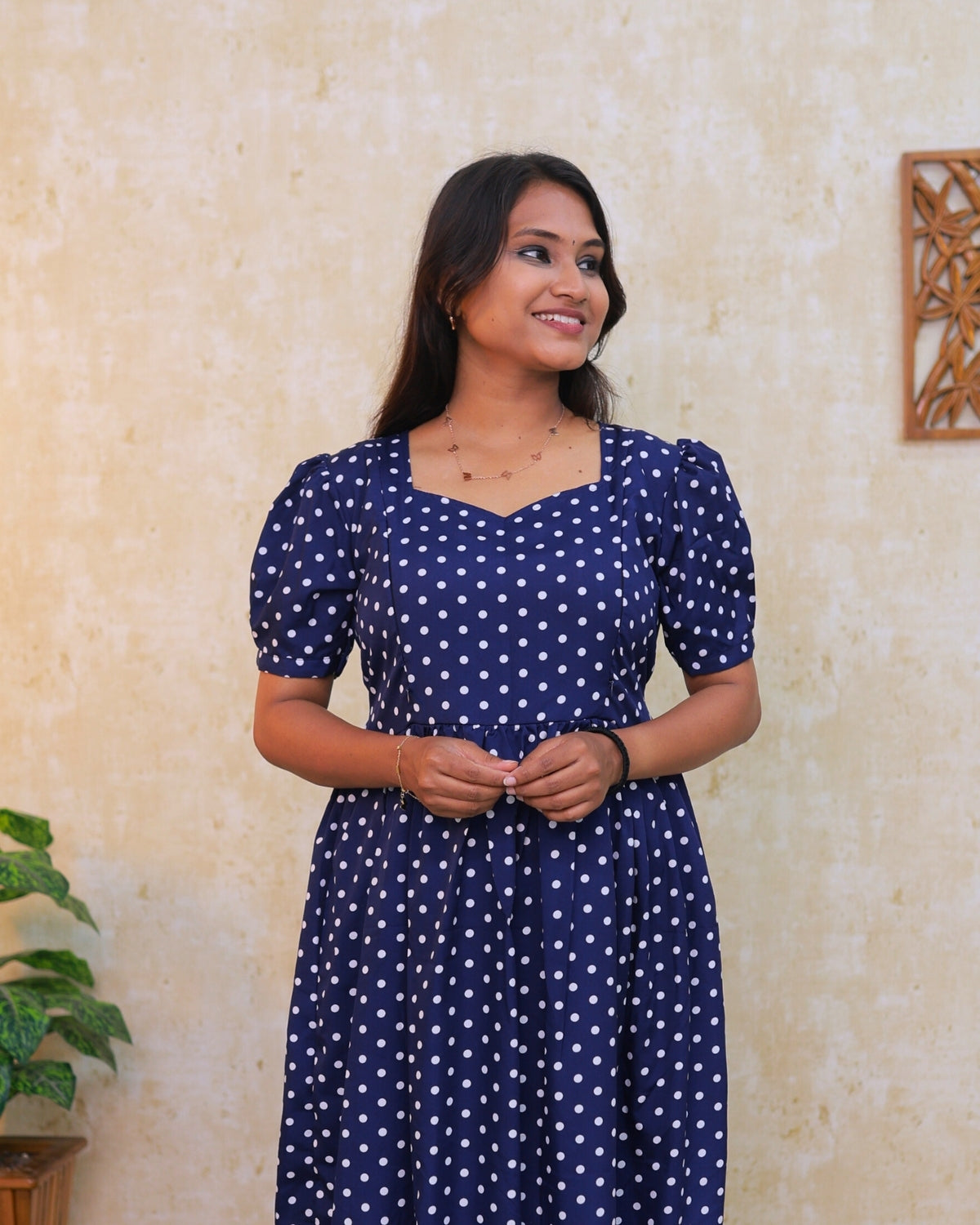 Navy Polka | Maternity Kurti with Lining - RESTOCKED