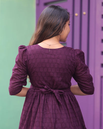 Wine Hakoba  | Maternity Maxi with Full Lining [Double Side Zip] - DISPATCH DATE 30-08-2025
