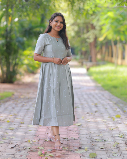 Pastel Grey | Non-Maternity Kurti [Tussar Silk]