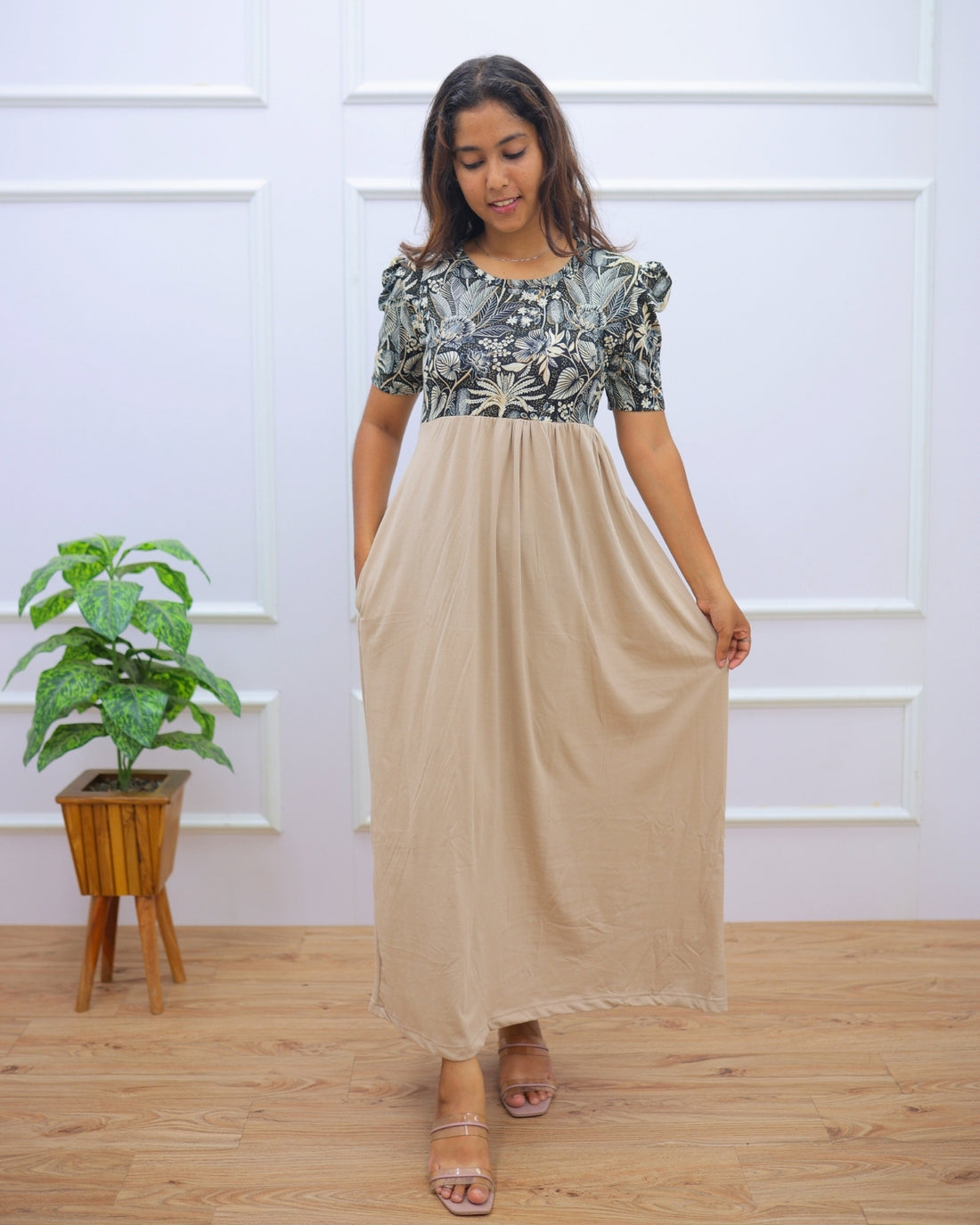 Prisha | Casual Non-Maternity Loungewear - Puff Sleeve | Full Length